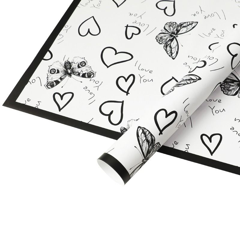 butterfly lover romantic flower wrapping paper