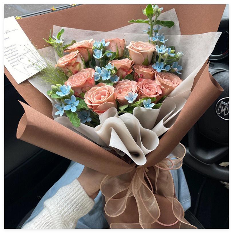 elegant monochrome rose bouquet paper for f;orist