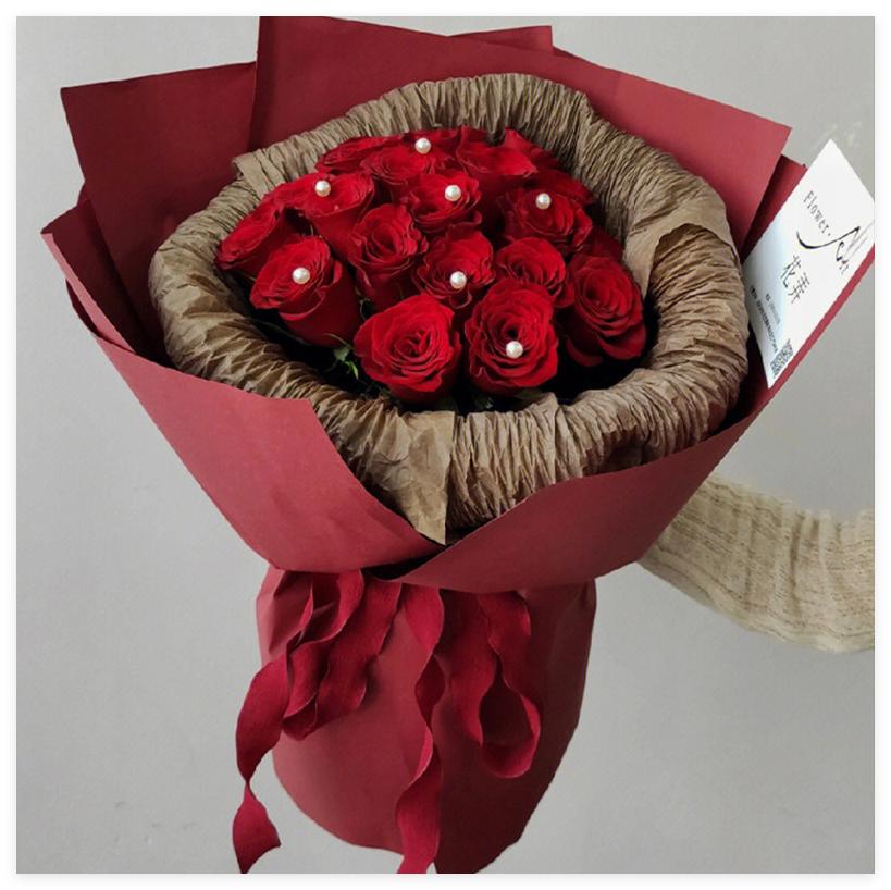 elegant monochrome rose bouquet paper for f;orist