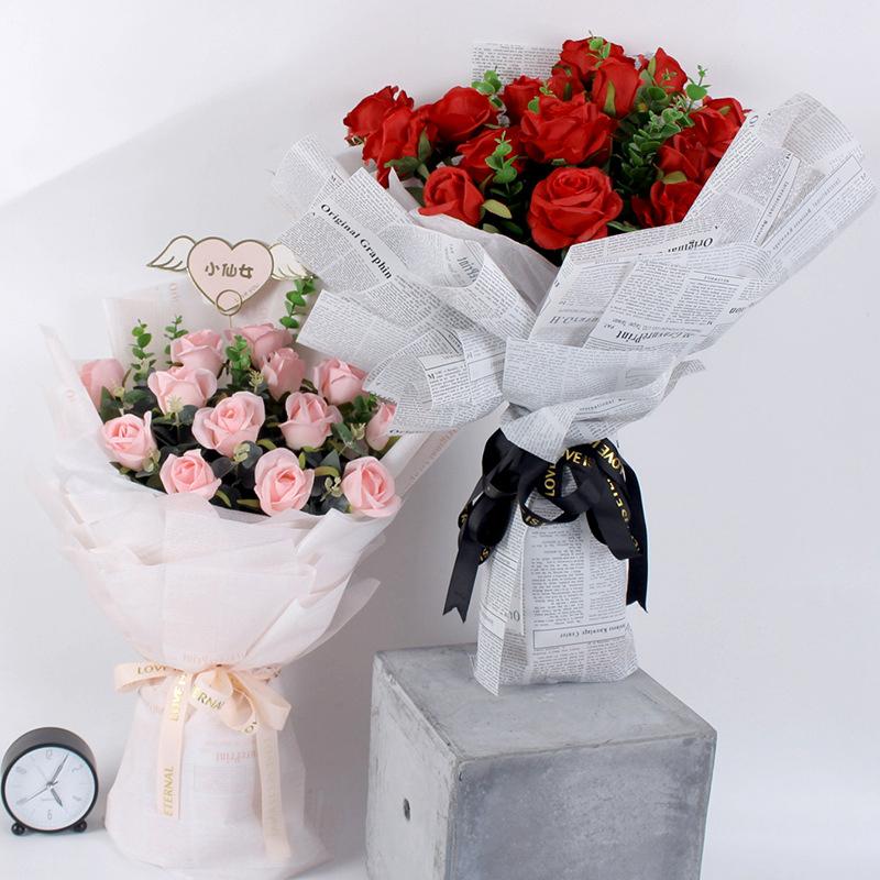 letter news floral wrapping paper