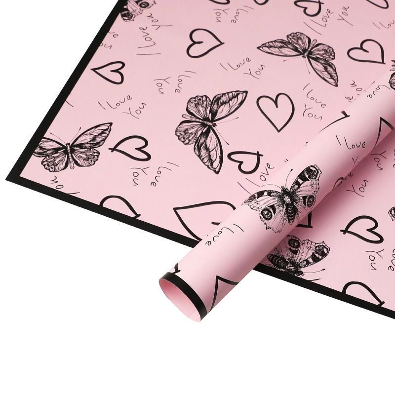 butterfly lover romantic flower wrapping paper