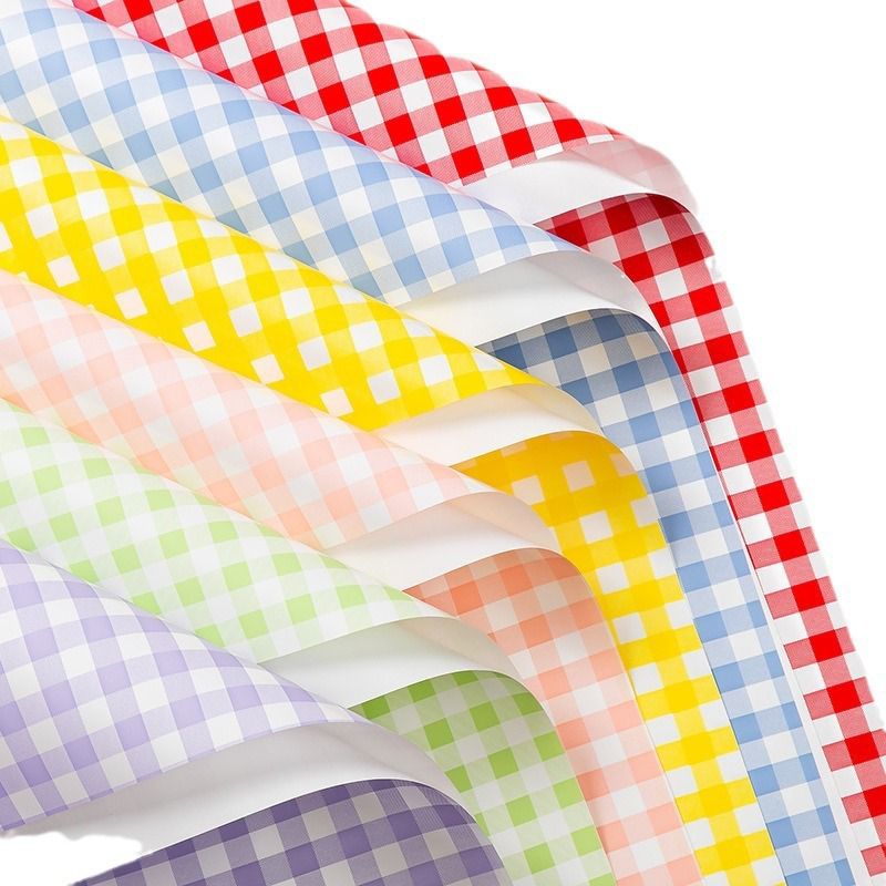 summer plaid flower wrapping paper