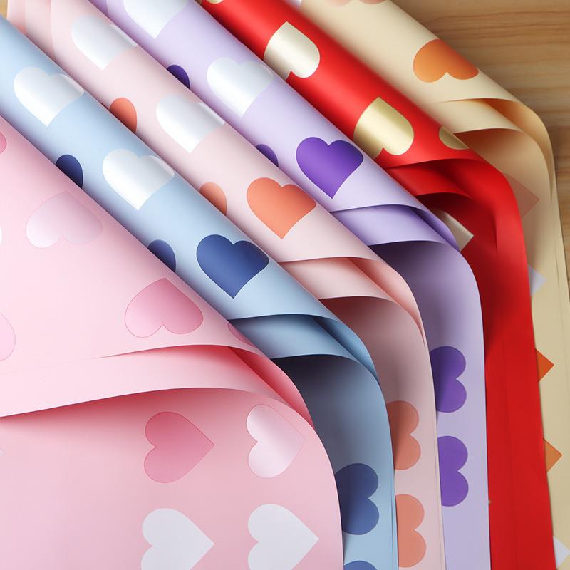 neon heart floral wrapping paper