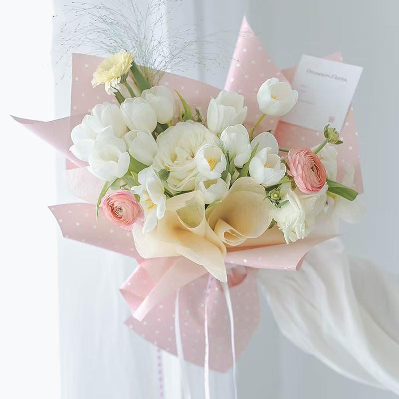 little dot bouquet wrapping paper