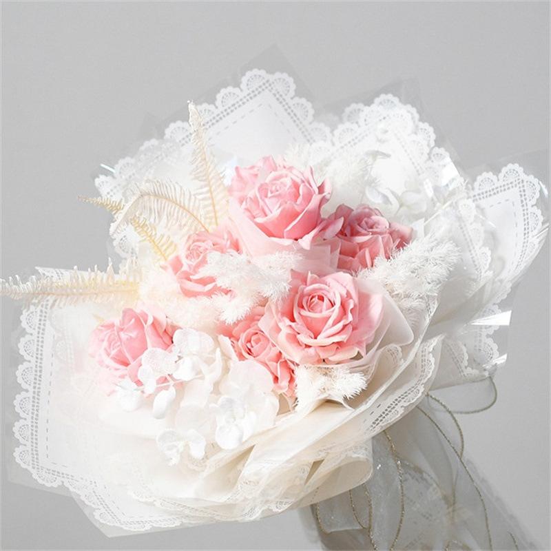 lace edged cellophane flower wrapping paper