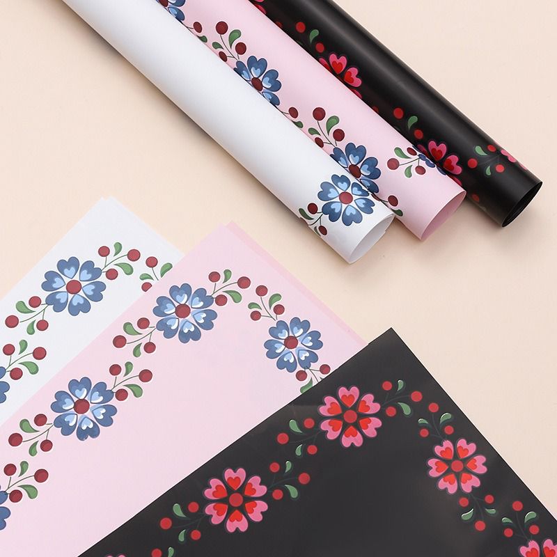 petal border floral wrapping paper