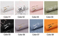 Various color swatches of fabric with printed designs on a white background