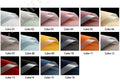 Color swatches of various fabric textures on a black background