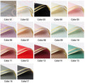 Various color swatches with gold decorative lines on a white background