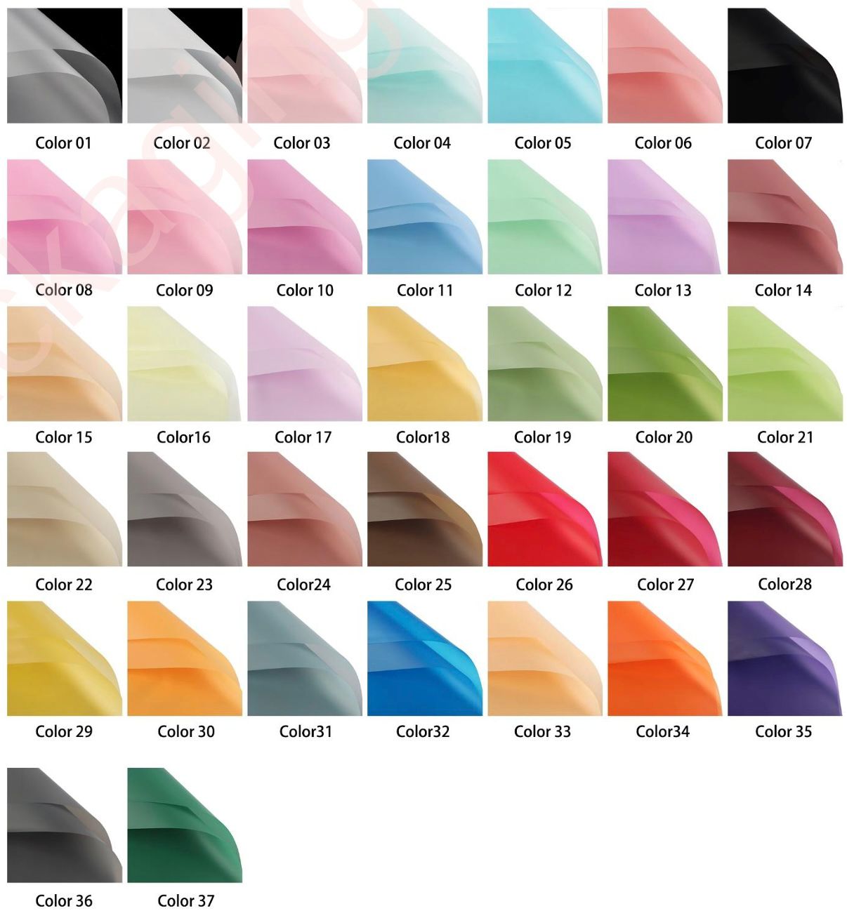 Color swatches arranged in a grid with various colors.